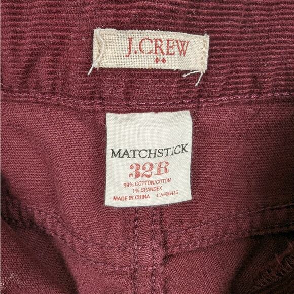 J. Crew Women's Burgundy Matchstick Stretch Corduroy Pants Size 32 Regular - Picture 5 of 6